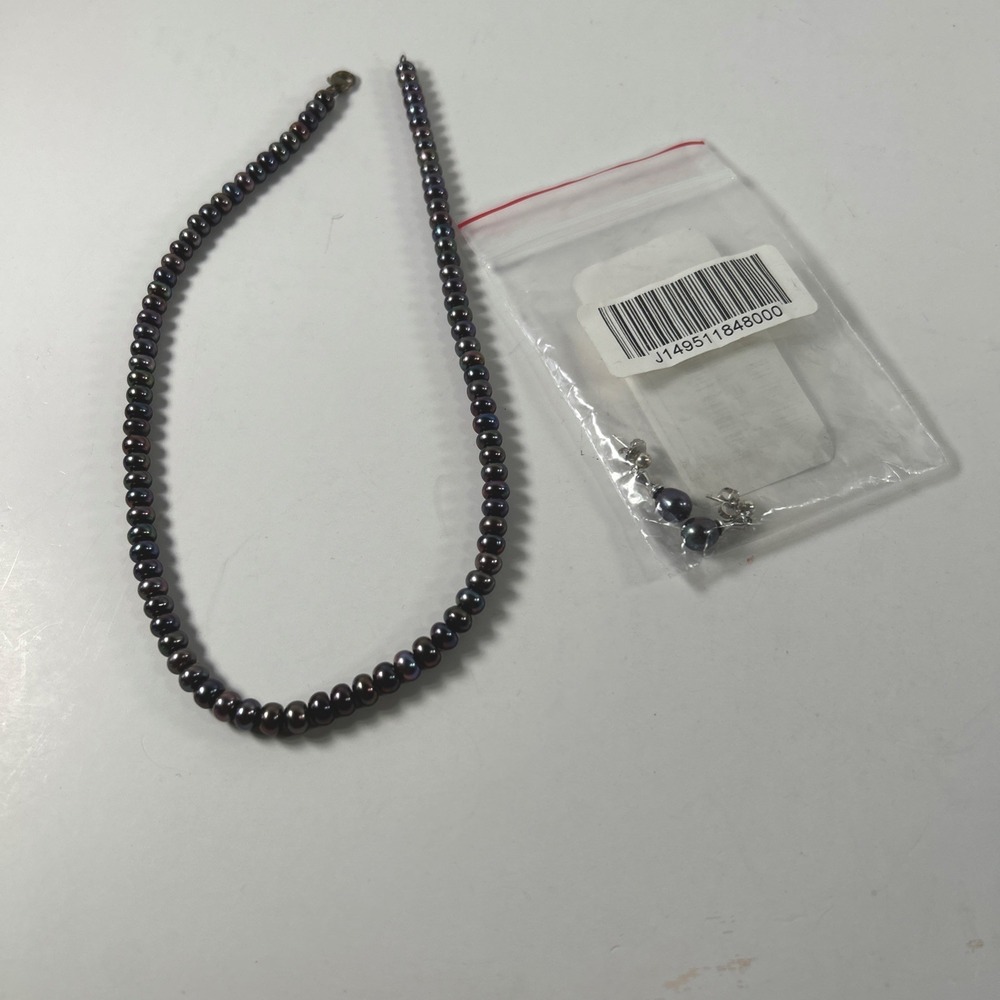 Qvc Ross Simon Iridescent Hemlite Pearl Necklace & Earrings‎ Pierced